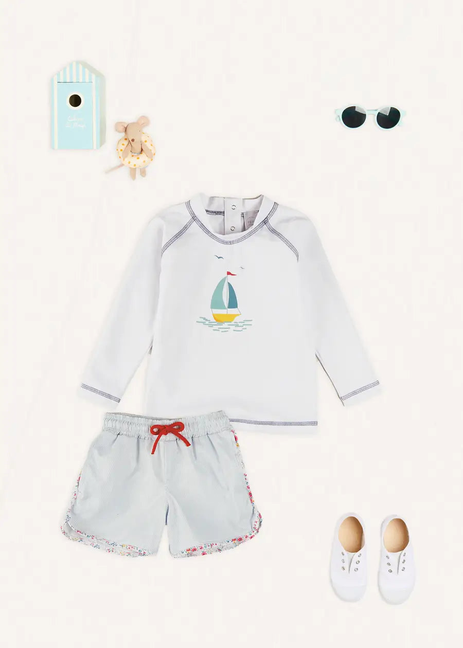 The Boat Motif Rashguard Toddler Boy Look Look from Pepa London