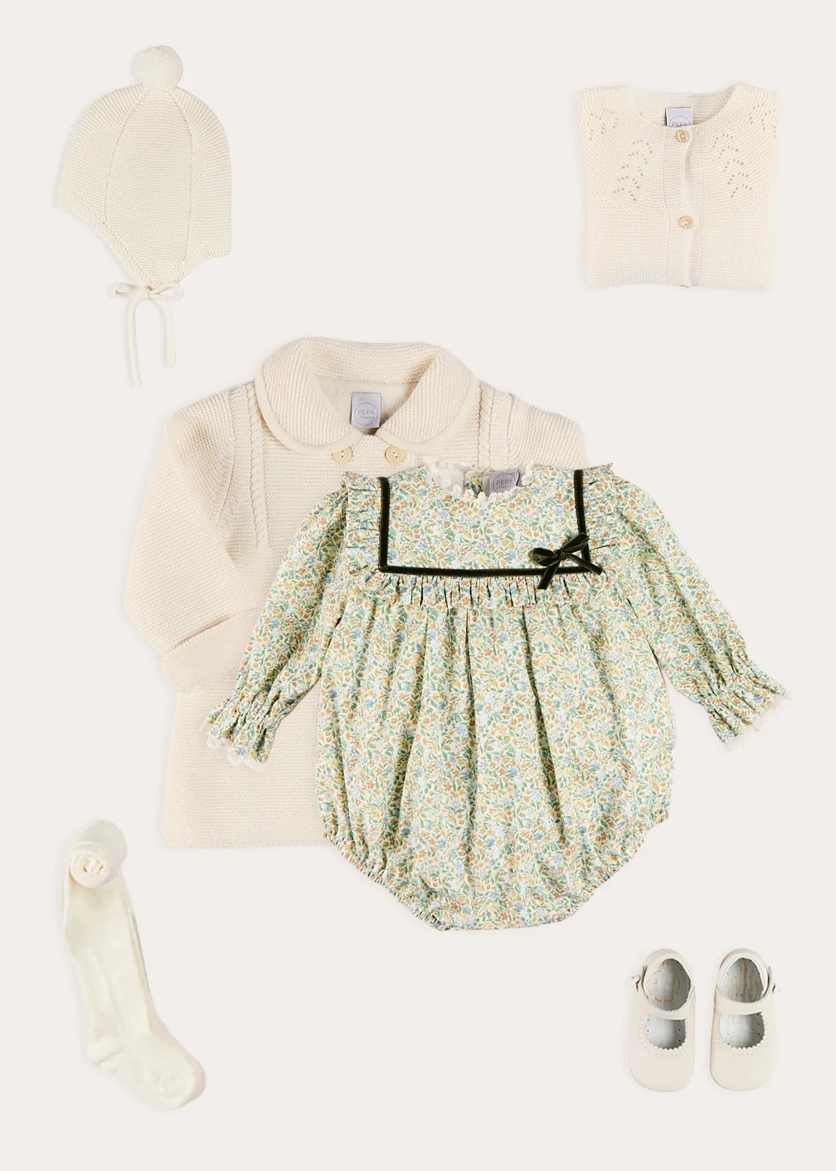 The Green Adelaide Floral Romper Baby Girl Look