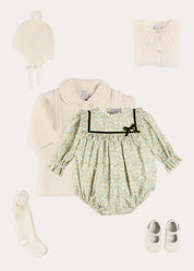 The Green Adelaide Floral Romper Baby Girl Look
