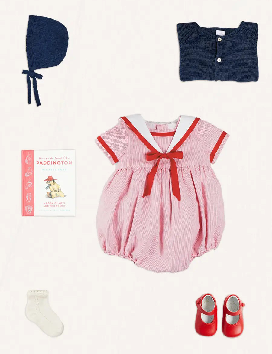 The Lawrence Striped Romper Baby Girl Look Look from Pepa London