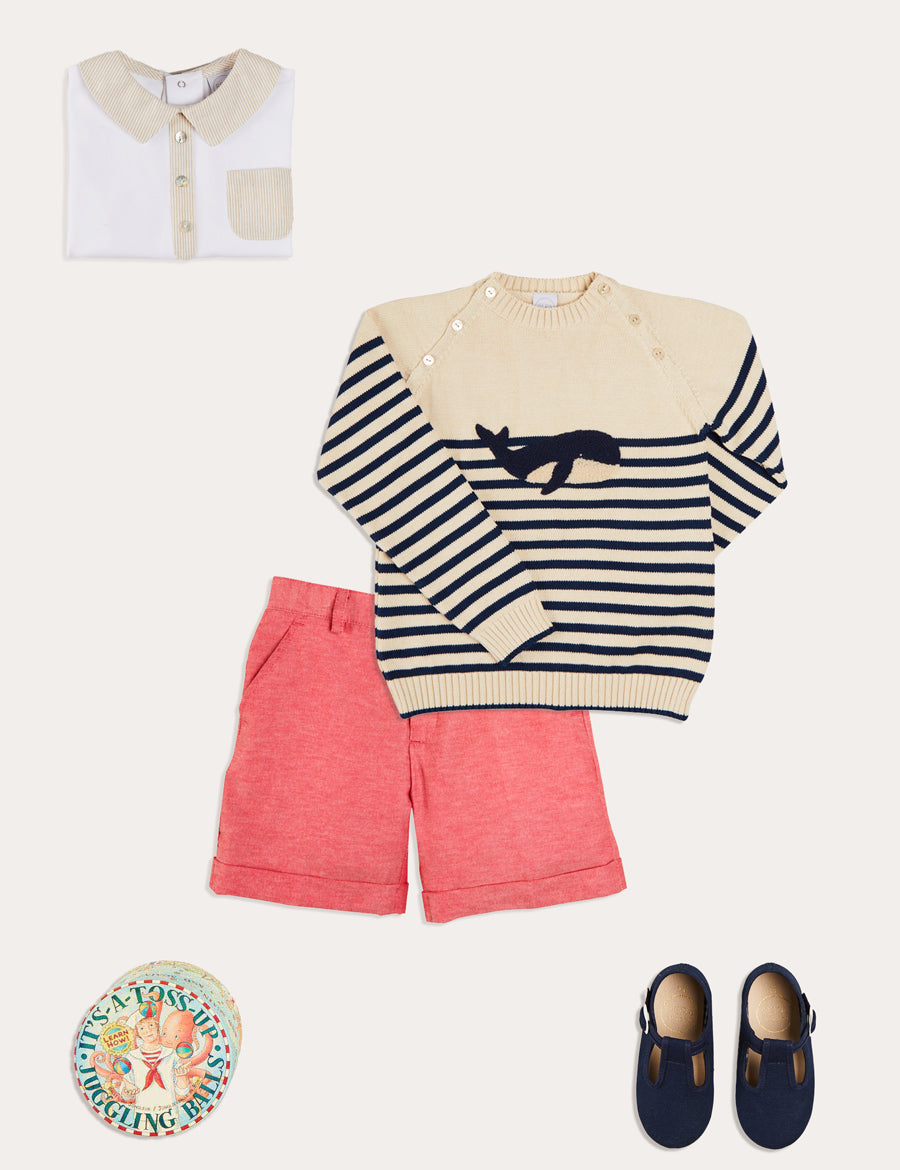 The Whale Striped Jumper Toddler Boy Look Look from Pepa London