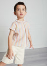 Bright Stripe Peter Pan Collar Shirt in Mustard (12mths-3yrs) Shirts  from Pepa London