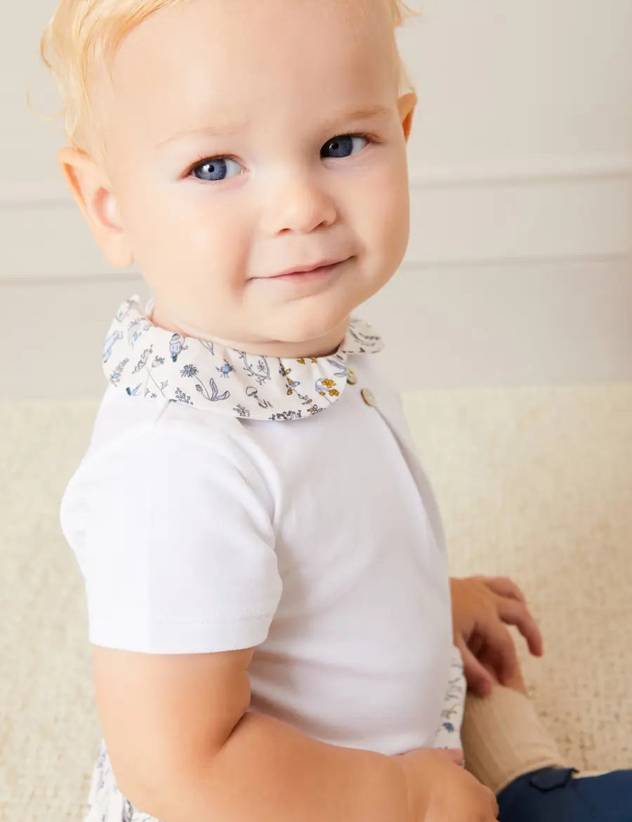 Ellis Short Sleeve Bodysuit with Printed Collar Made with Liberty Fabric (1m-2yrs) TOPS & BODYSUITS from Pepa London