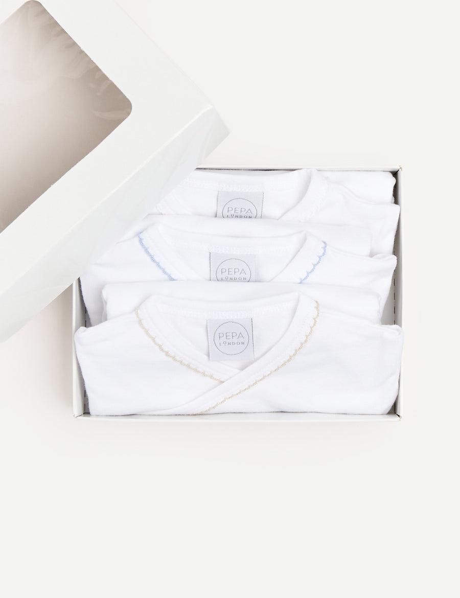 Three Short Sleeve Bodysuit Embroidered Set (1mth-12mths) TOPS & BODYSUITS  from Pepa London