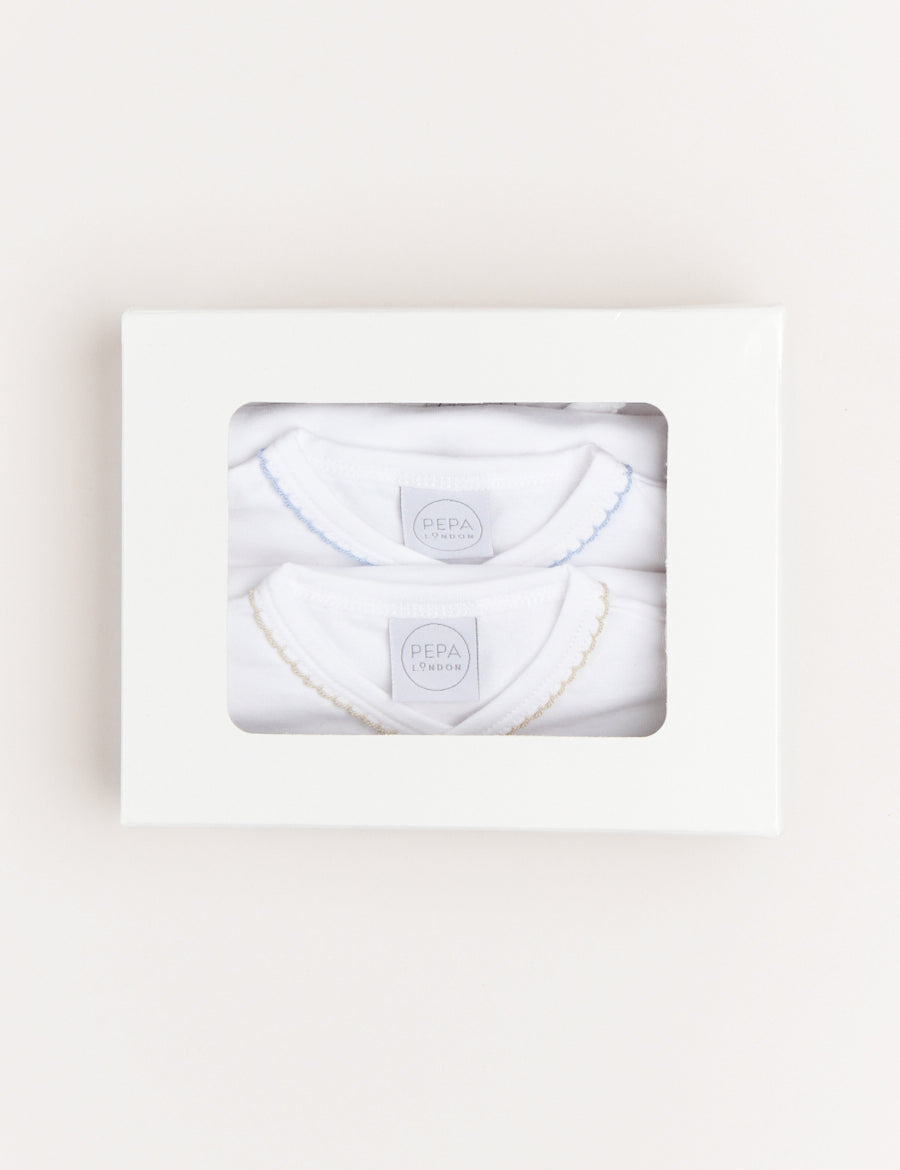 Three Short Sleeve Bodysuit Embroidered Set (1mth-12mths) TOPS & BODYSUITS  from Pepa London