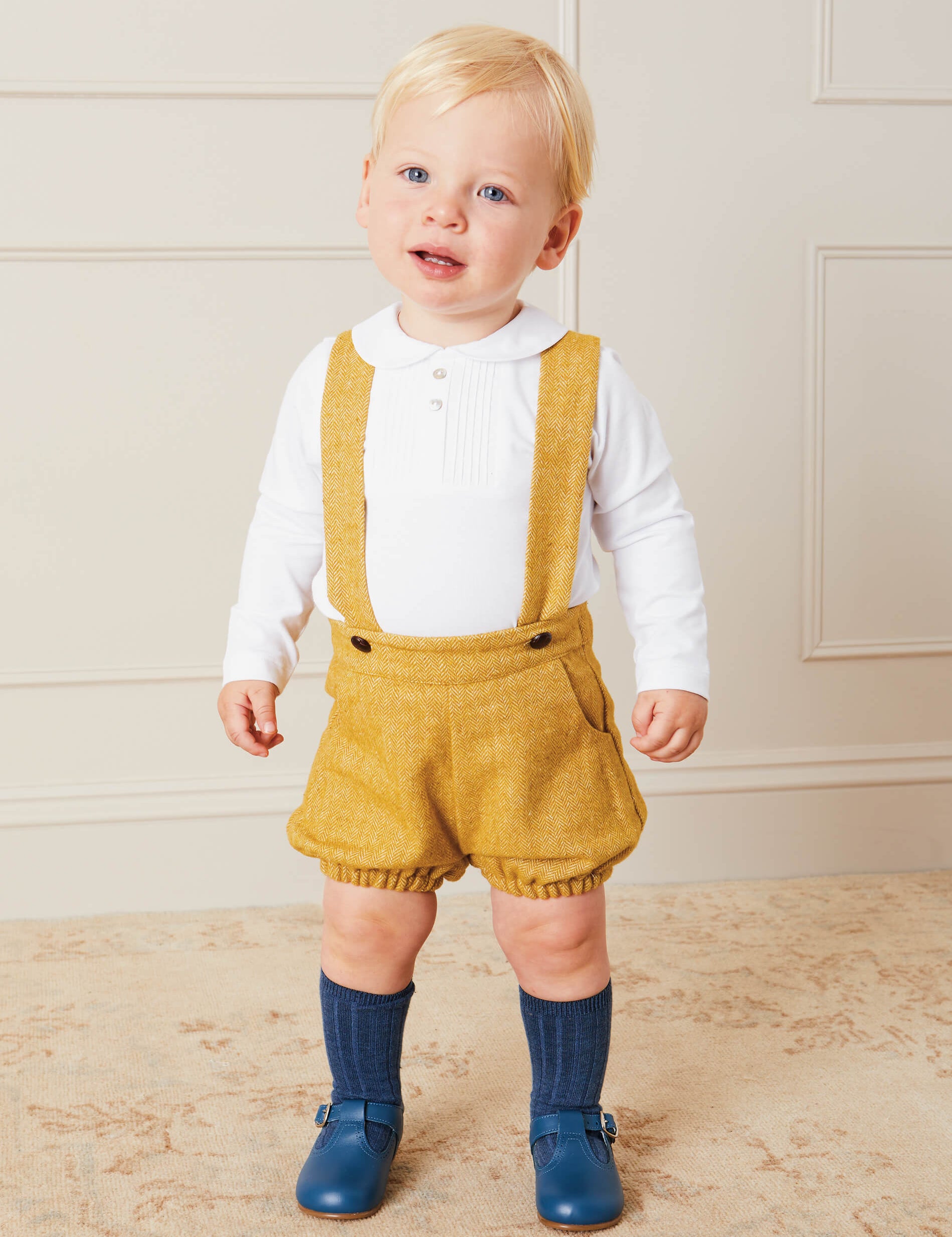 Herringbone Bloomers with Braces in Mustard (9mths-2yrs) Bloomers  from Pepa London