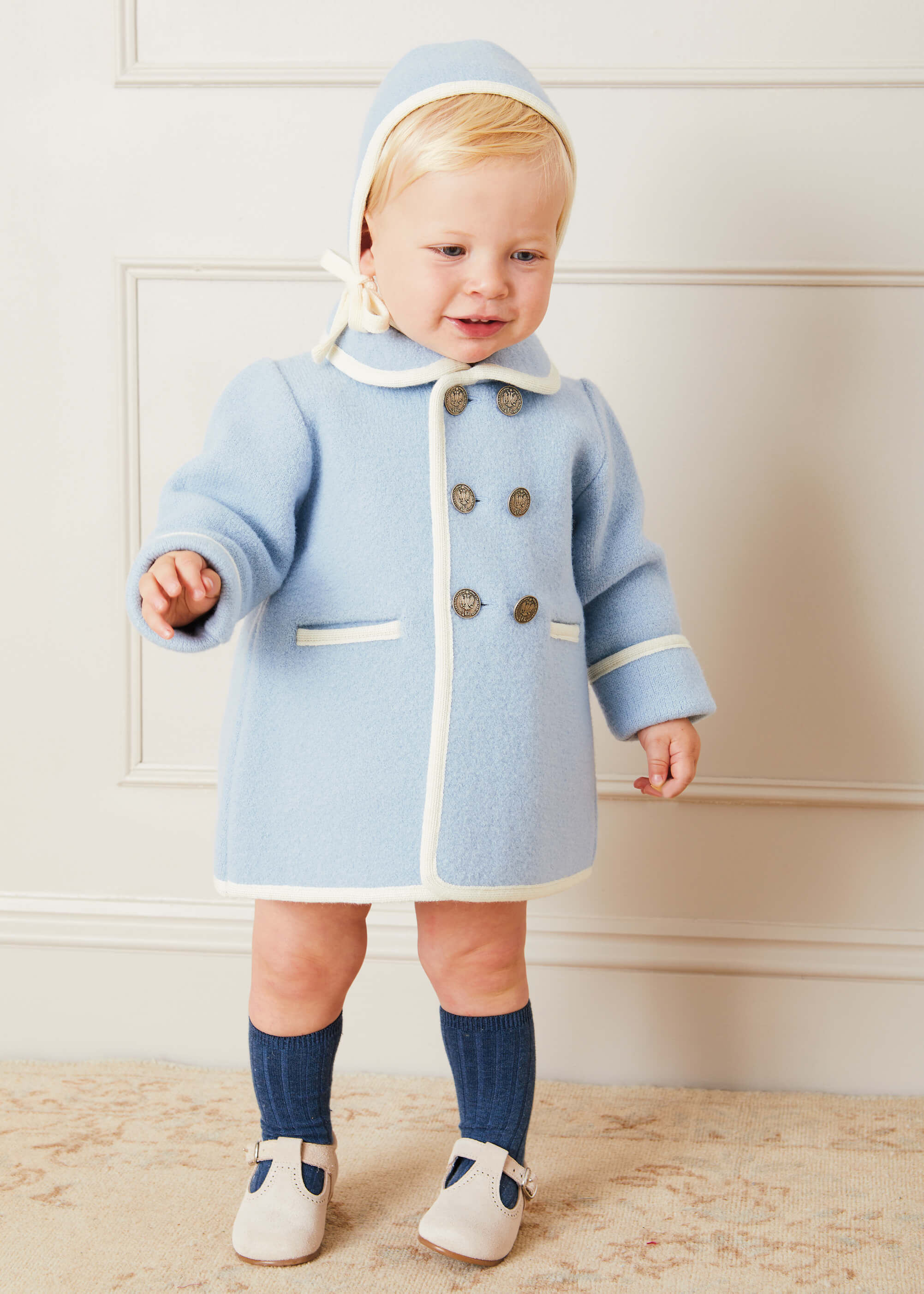 Cappotto classico in lana austriaca blu baby Pepa Londra – Pepa