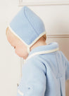 Classic Austrian Contrast Trim Wool Bonnet in Baby Blue (S-L) Knitted Accessories  from Pepa London