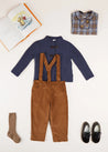 The Brown Corduroy Trousers with Braces Baby Boy Look Look  from Pepa London