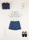 The French Blue Hand Smocked Two-Piece Set Baby Boy Look Look  from Pepa London