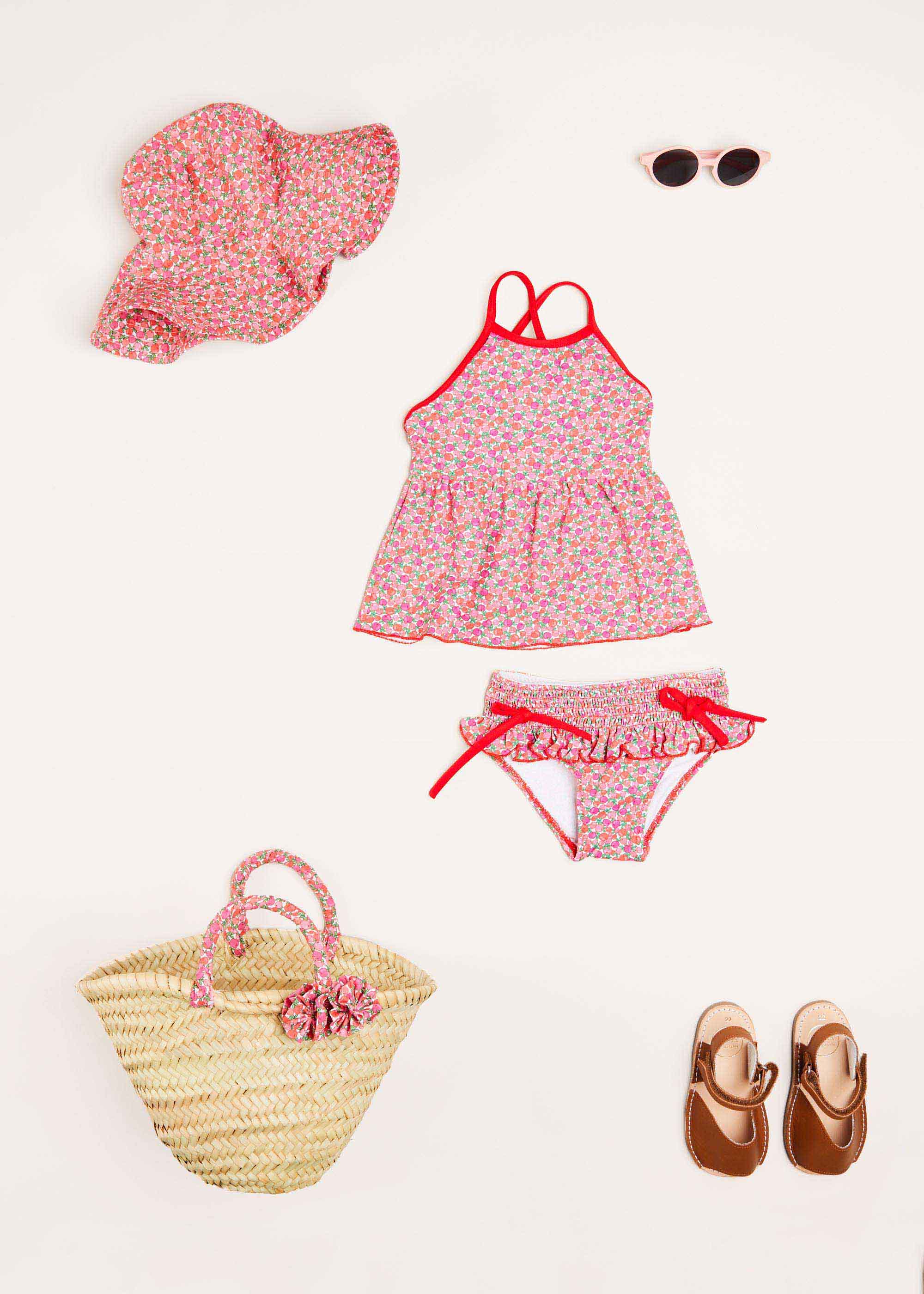Annie Floral Print Beach Hat in Pink (1-8yrs) Accessories  from Pepa London