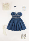 The French Blue Hand Smocked Dress Baby Girl Look Look  from Pepa London