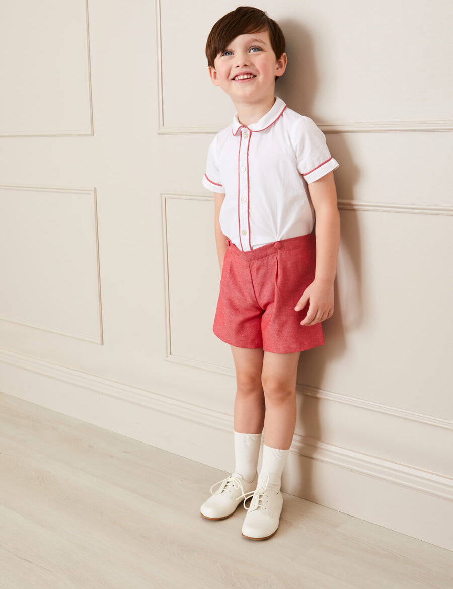 Peter Pan Collar Short Sleeve Two Piece Set in Red (12mths-6yrs) Two Piece Set from Pepa London
