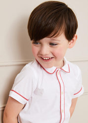 Peter Pan Collar Short Sleeve Two Piece Set in Red (12mths-6yrs) Two Piece Set from Pepa London
