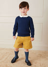 Herringbone Elasticated Waist Shorts in Mustard (18mths-3yrs) Shorts  from Pepa London