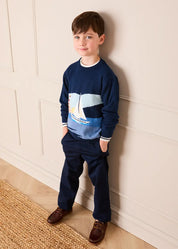 Seaside Postcard Knitted Jumper in Navy (18mths-6yrs) Knitwear from Pepa London