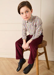 Sinclair Check Oxford Collar Shirt in Burgundy (2-10yrs) SHIRTS from Pepa London