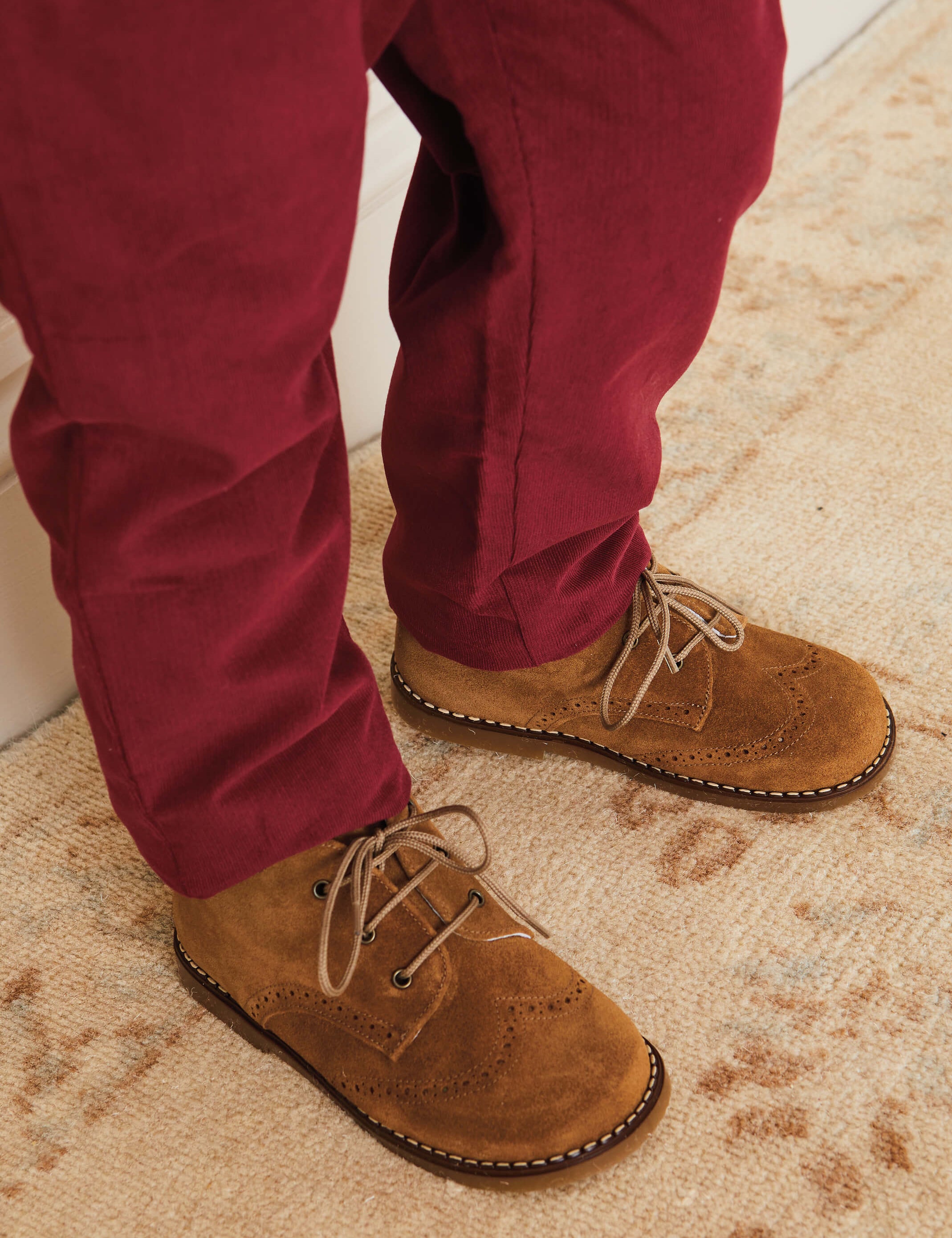 Suede Lace-Up Brogue Boots in Brown (24-30EU) Shoes  from Pepa London