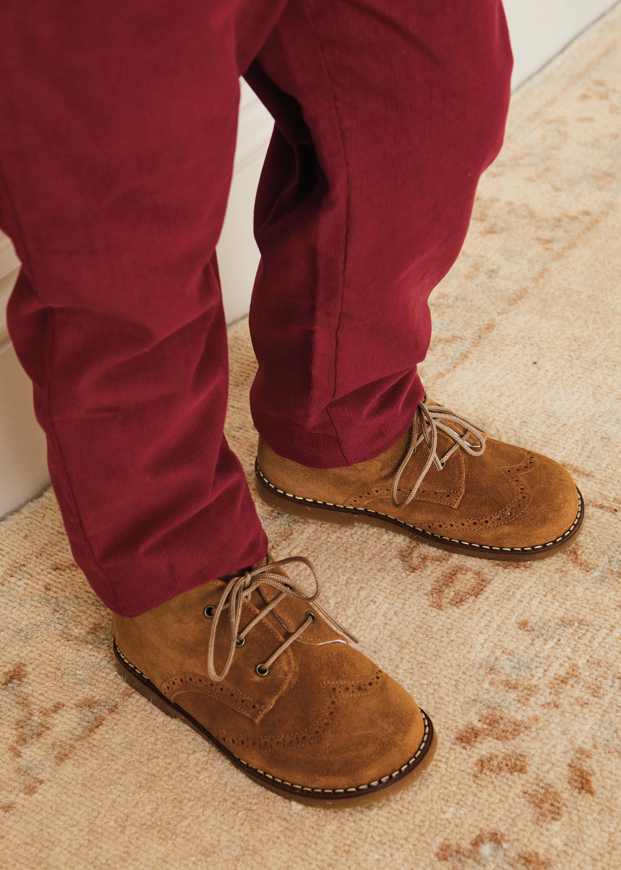 Suede Lace-Up Brogue Boots in Brown (24-30EU) Shoes  from Pepa London