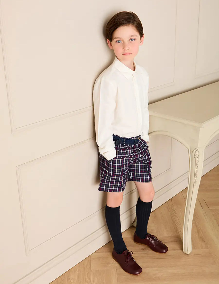 Newton Check Tailored Shorts in Navy (4-10yrs) Shorts from Pepa London