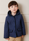 Hooded Quilted Jacket in Navy (2-10yrs) COATS  from Pepa London