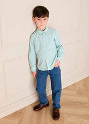 Lucas Check Pocket Detail Long Sleeve Shirt in Green (18mths- 10yrs) Shirts from Pepa London