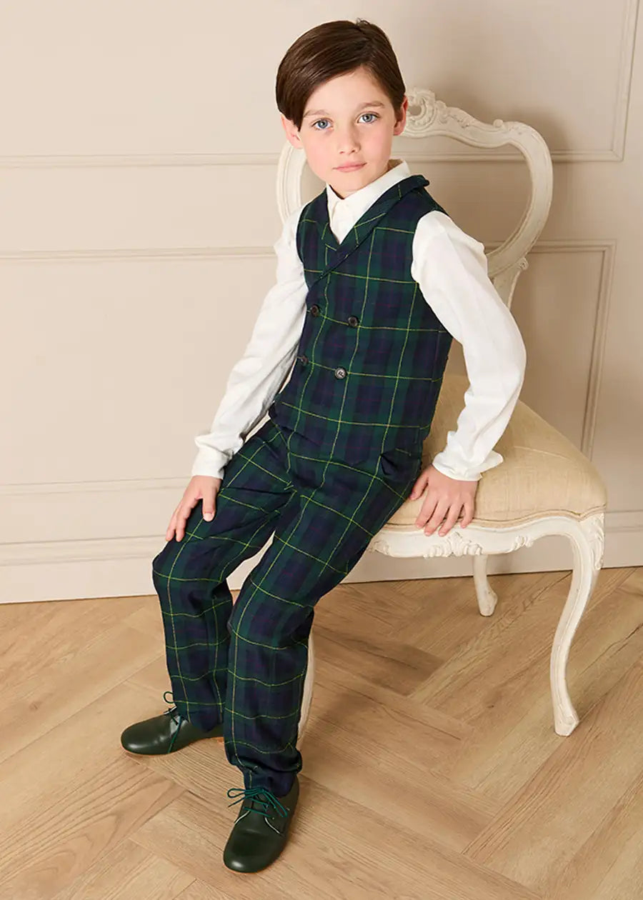 Radley Tartan Waistcoat in Green (4-10yrs) Coats from Pepa London