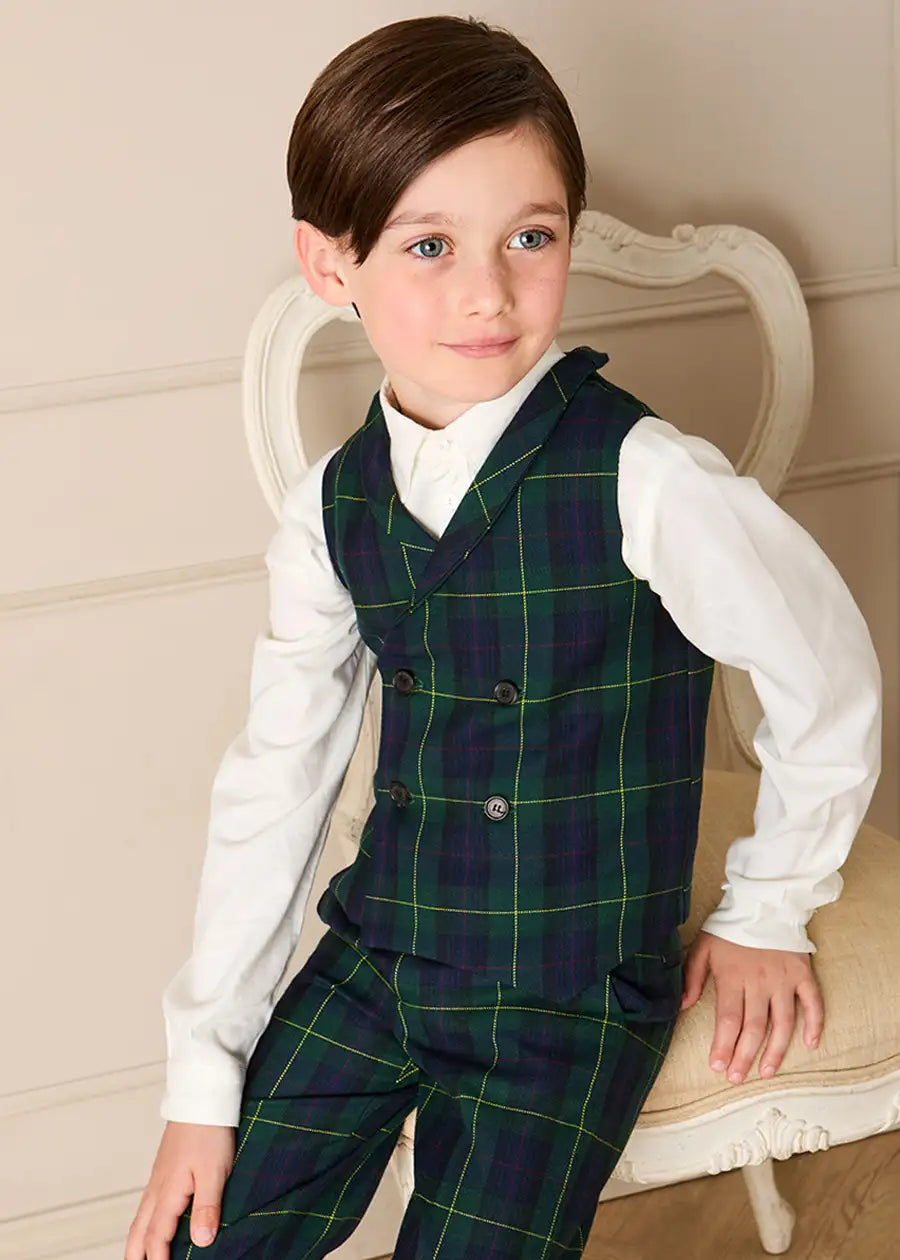 Radley Tartan Waistcoat in Green (4-10yrs) Coats from Pepa London
