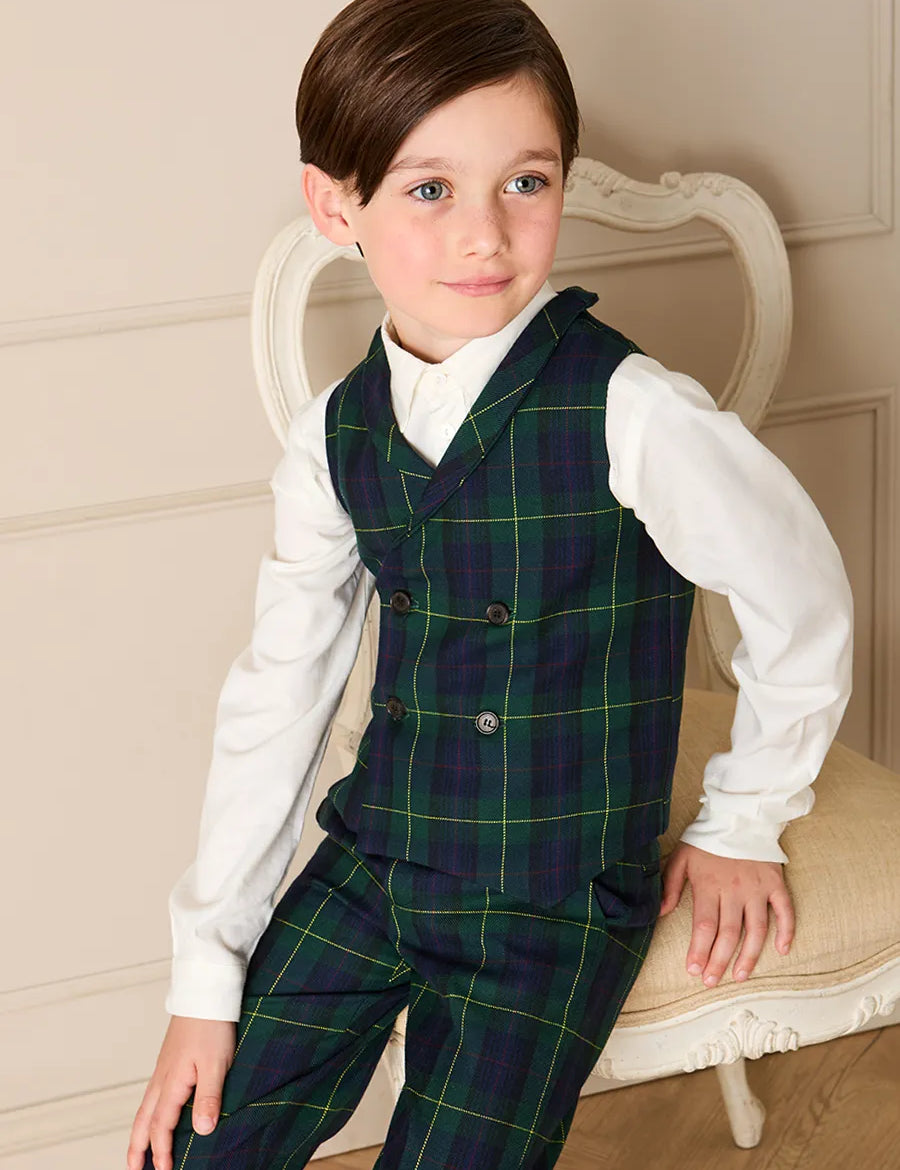 Radley Tartan Waistcoat in Green (4-10yrs) Coats from Pepa London
