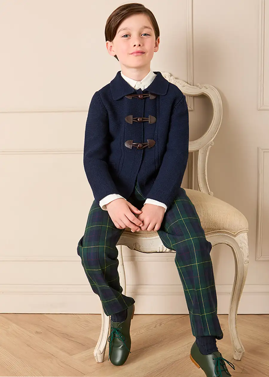Knitted Toggle Fastening Cardigan in Navy (12mths-10yrs) Knitwear from Pepa London