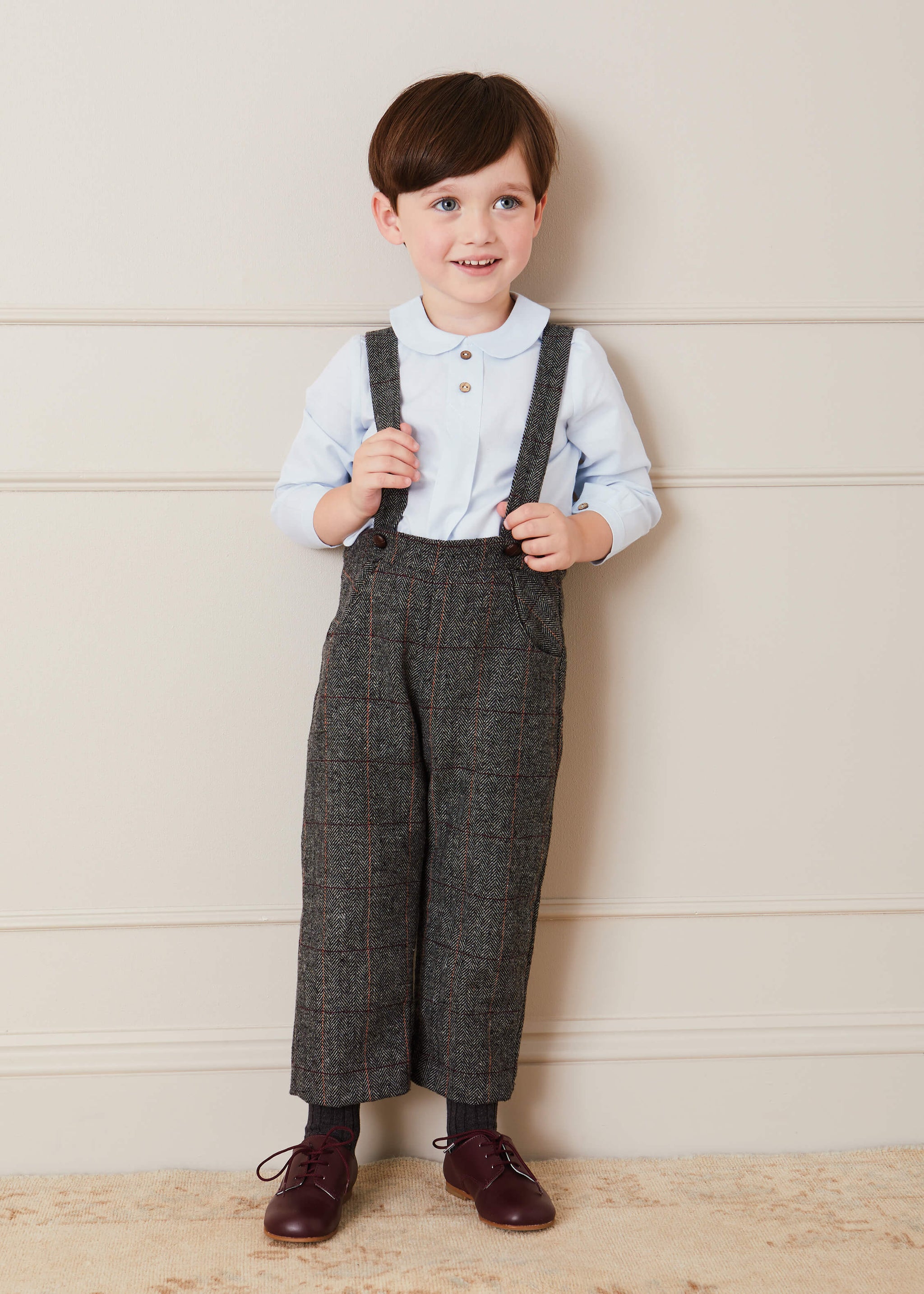 Boys Kids Baby F&F Grey Check Trousers with Braces Age 1-1.5 Years 12-18  Months | eBay