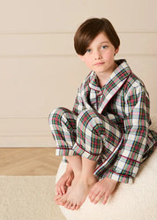 Winterberry Tartan Long Sleeve Pyjamas in Red (2-10yrs) Nightwear from Pepa London