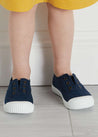 Faux Lace Hole Canvas Plimsolls in Navy (19-34EU) Shoes  from Pepa London