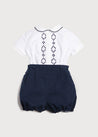 Peter Pan Collar Hand Smocked Set in Navy (6mths-2yrs) Sets  from Pepa London