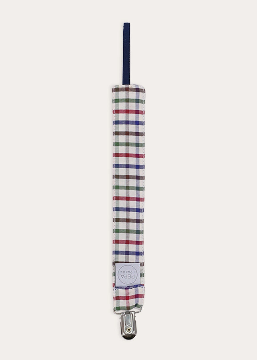 Sinclair Check Dummy Clip in Burgundy Accessories from Pepa London