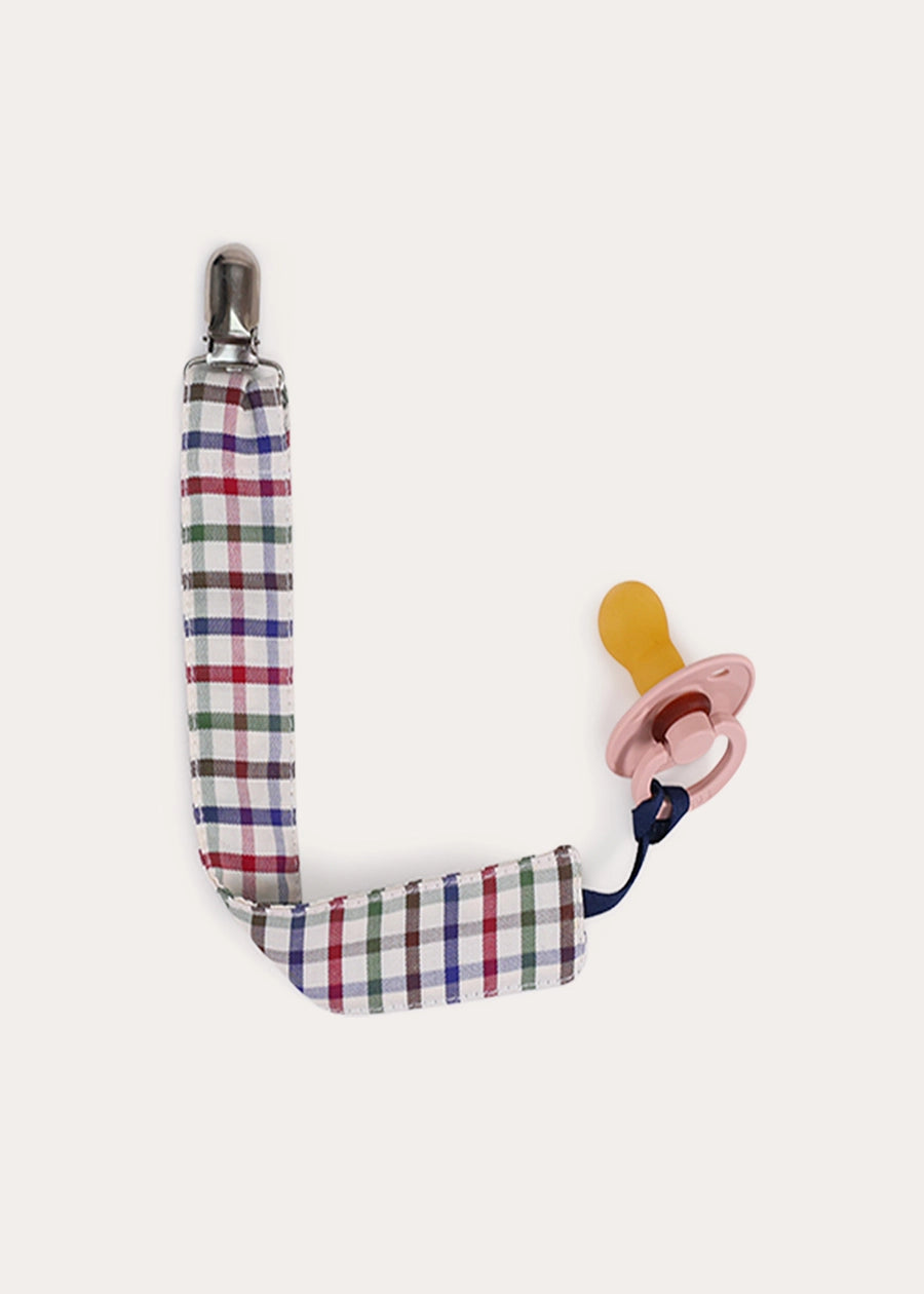 Sinclair Check Dummy Clip in Burgundy Accessories from Pepa London