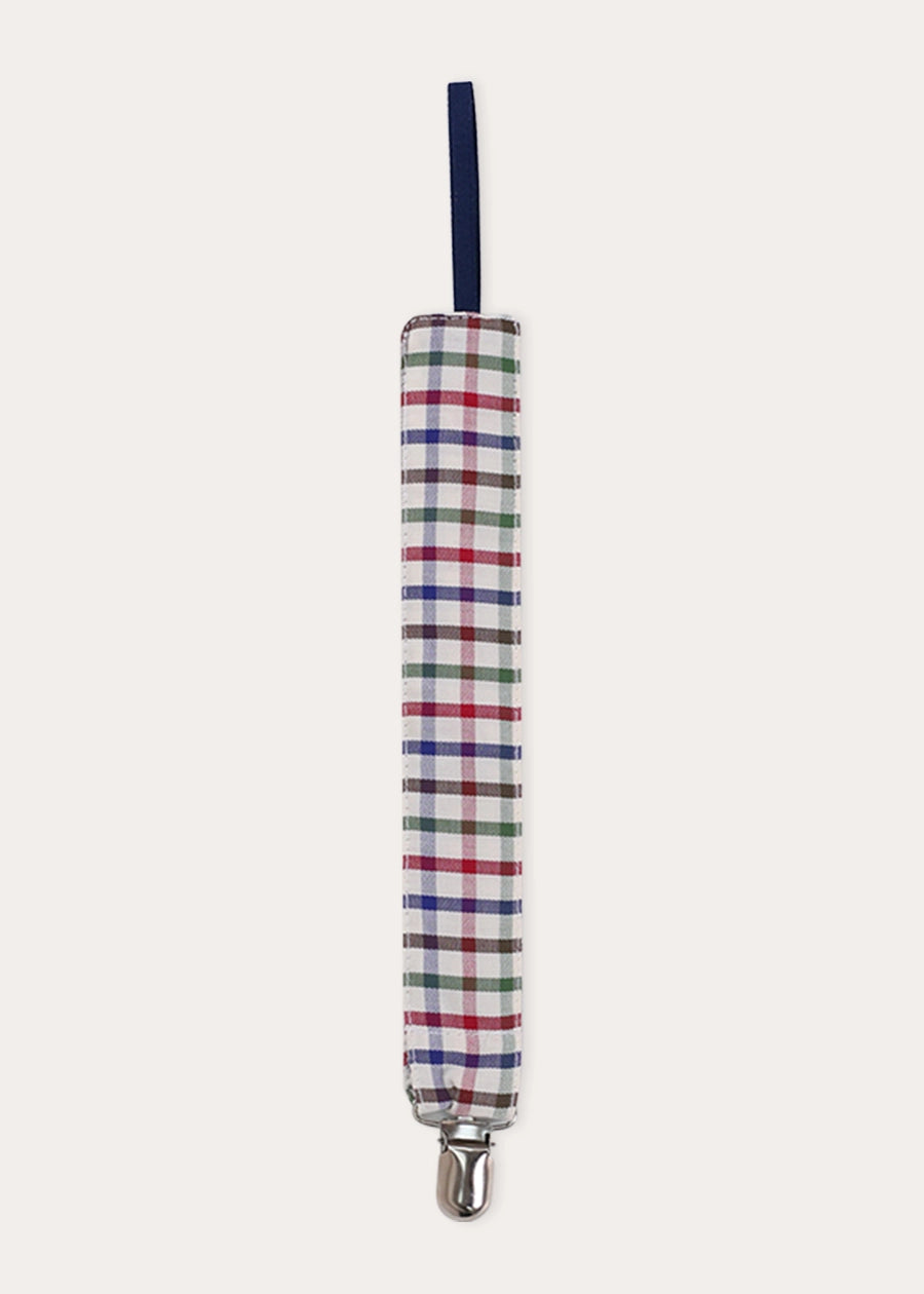 Sinclair Check Dummy Clip in Burgundy Accessories from Pepa London