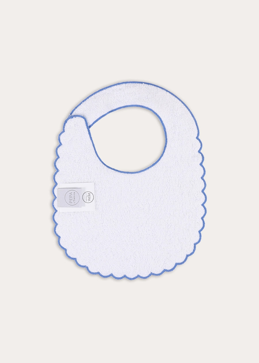 William Check Scallop Edge Bib in Blue Accessories from Pepa London