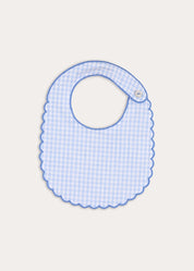 William Check Scallop Edge Bib in Blue Accessories from Pepa London