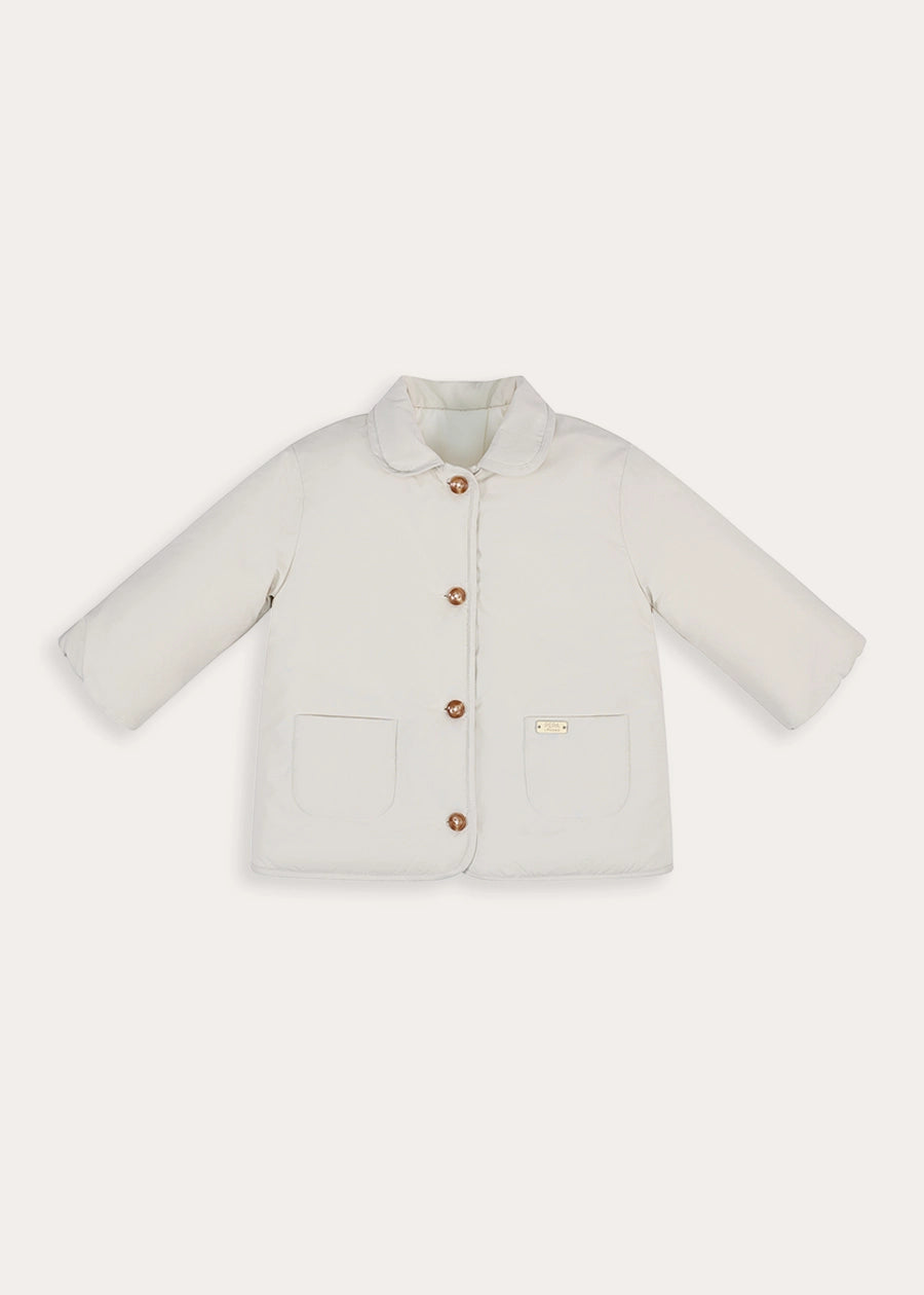 Pocket Detail Puffer Jacket in Cream (12mths-4yrs) Coats from Pepa London