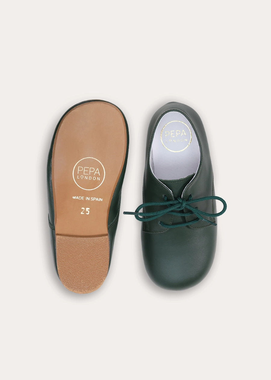 Leather British Racing Green Lace Up Shoes in Green (24-36EU) Shoes from Pepa London