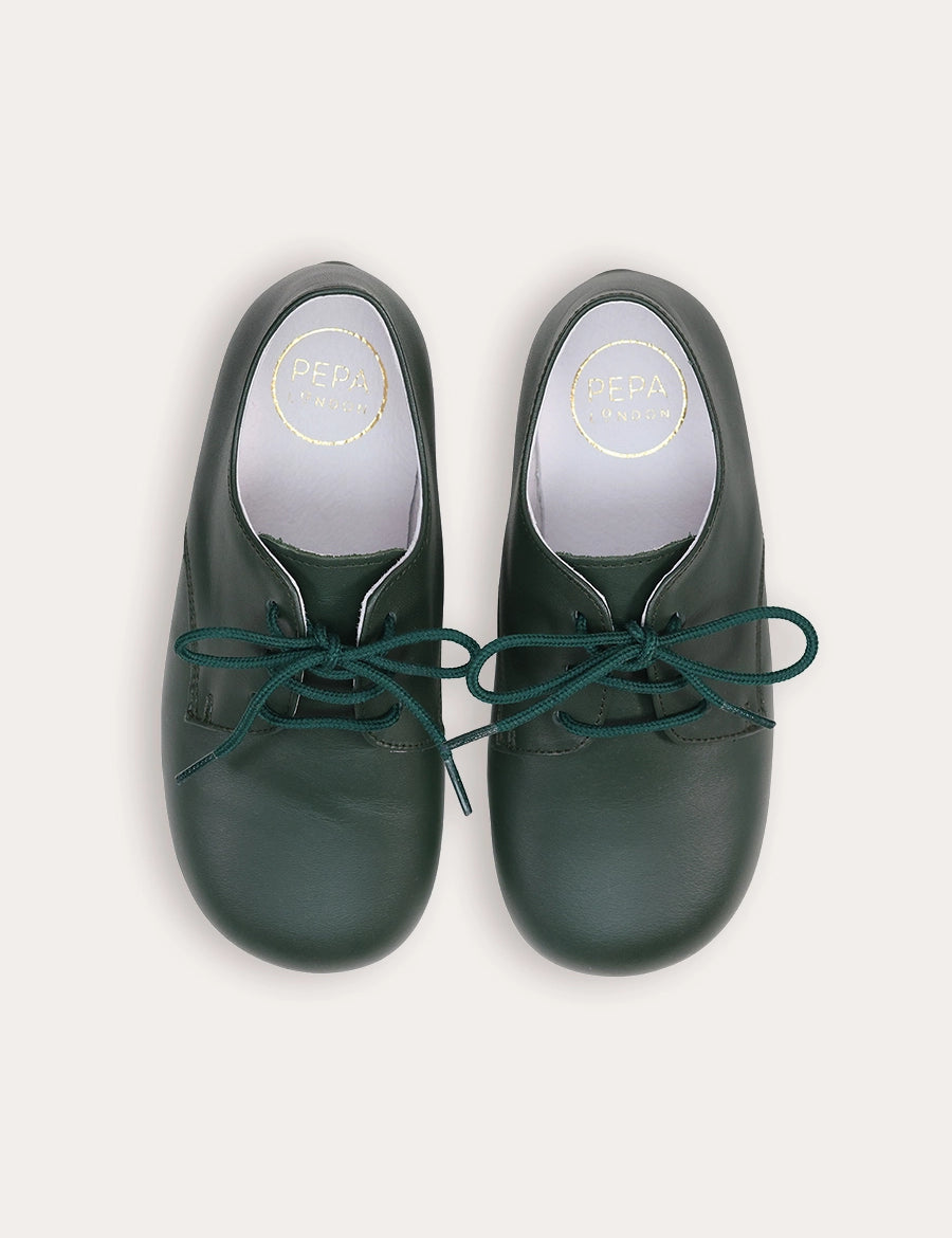Leather British Racing Green Lace Up Shoes in Green (24-36EU) Shoes from Pepa London