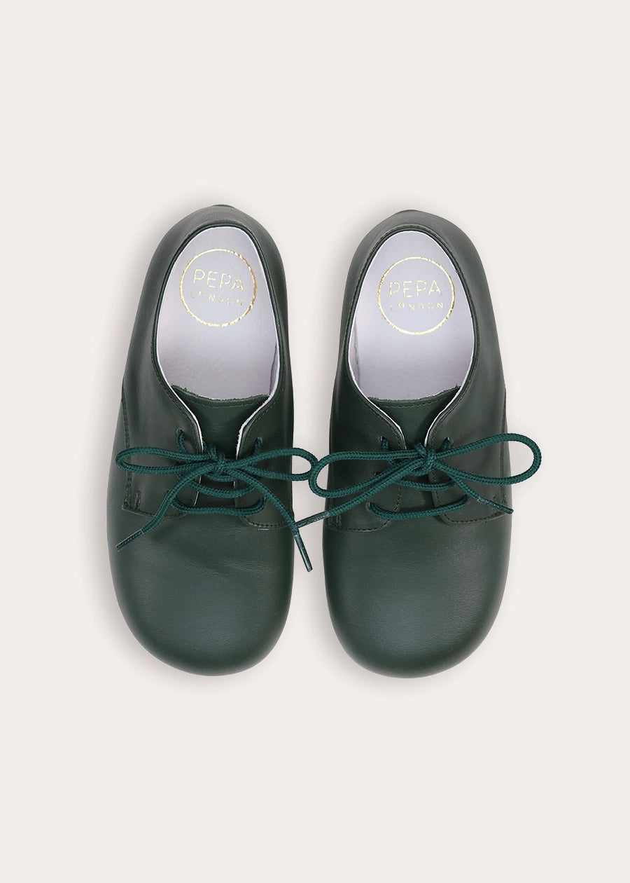 Leather British Racing Green Lace Up Shoes in Green (24-36EU) Shoes from Pepa London