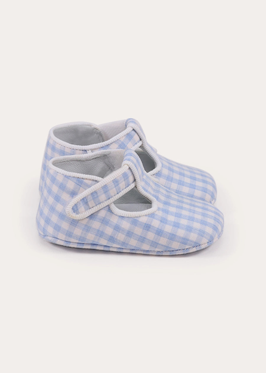 William Check T-Bar Shoes in Blue (17-20EU) Shoes from Pepa London