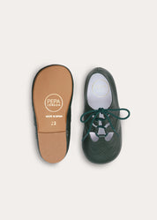 Leather Brogue Detail Lace Up Shoes in British Racing Green (20-26EU) Shoes from Pepa London