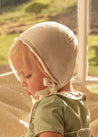 Lace Detail Knitted Bonnet in White (1-6mths) Knitted Accessories  from Pepa London
