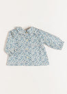 Evelyn Floral Long Sleeve Blouse in Blue (1-6mths) Blouses  from Pepa London