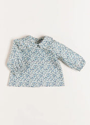 Evelyn Floral Long Sleeve Blouse in Blue (1-6mths) Blouses  from Pepa London