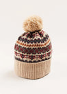 Fair Isle Knitted Hat in Camel (S-L) Accessories  from Pepa London