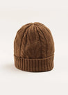 Cable Detail Knitted Hat in Brown (S-L) Accessories  from Pepa London